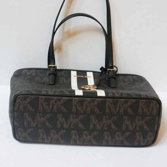 Michael Kors MD Carryall Tote MK Brown Black - Picture 5 of 12